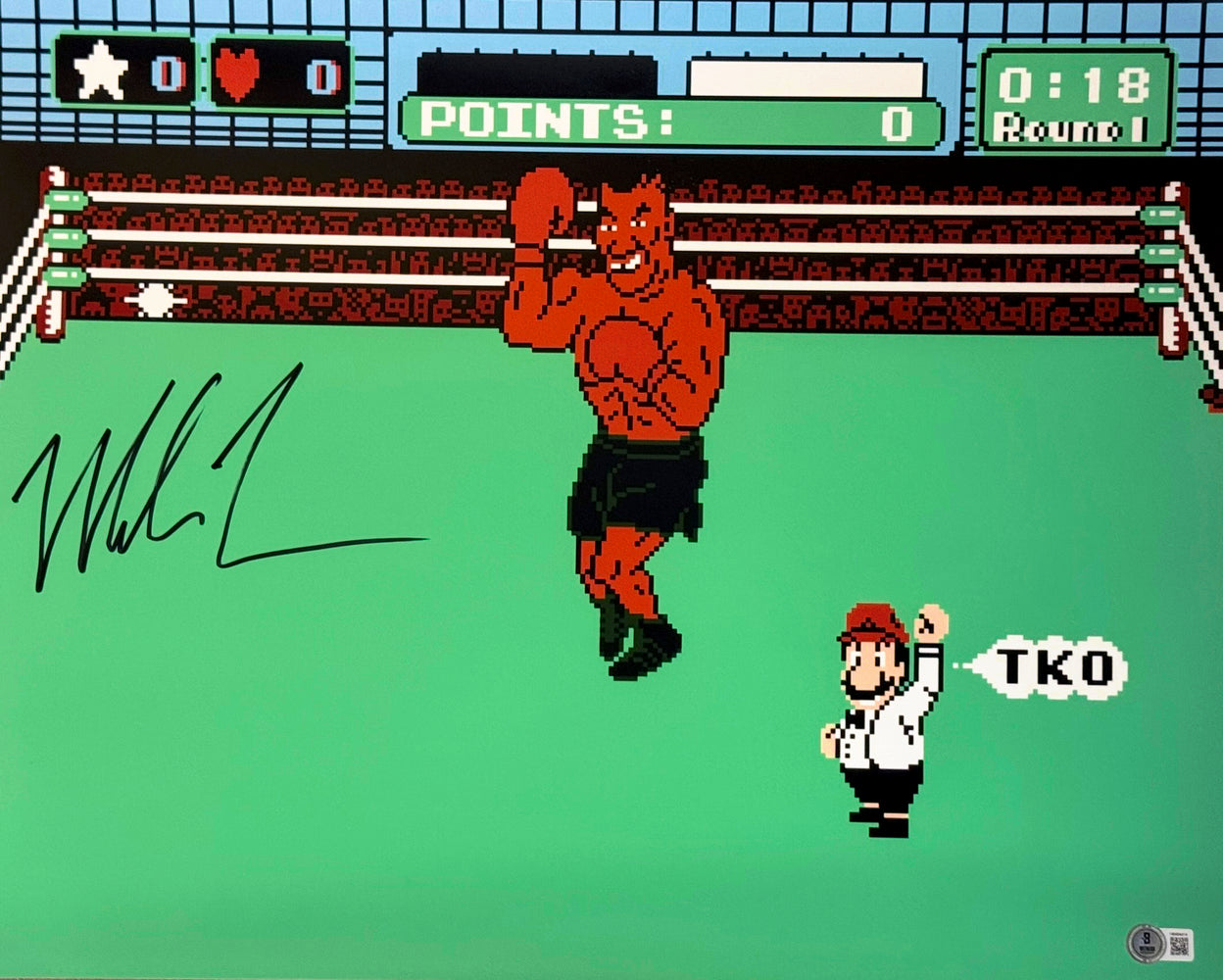 Mike Tyson Autographed Punch-Out 16x20 Photo With Beckett Witness