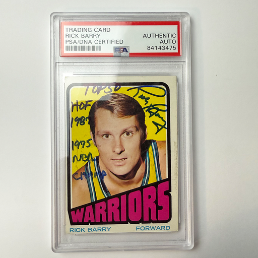 Rick Barry Signed 1972-73 Topps #44 With 3 Inscriptions PSA Auto Authentic