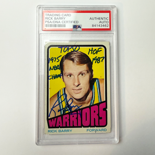 Rick Barry Signed 1972-73 Topps #44 With 3 Inscriptions PSA Auto Authentic