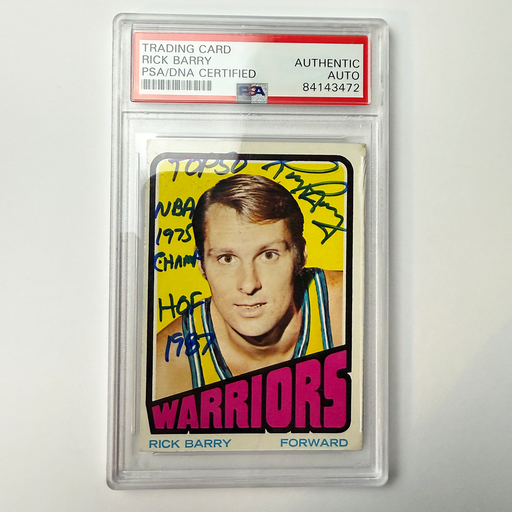 Rick Barry Signed 1972-73 Topps #44 With 3 Inscriptions PSA Auto Authentic