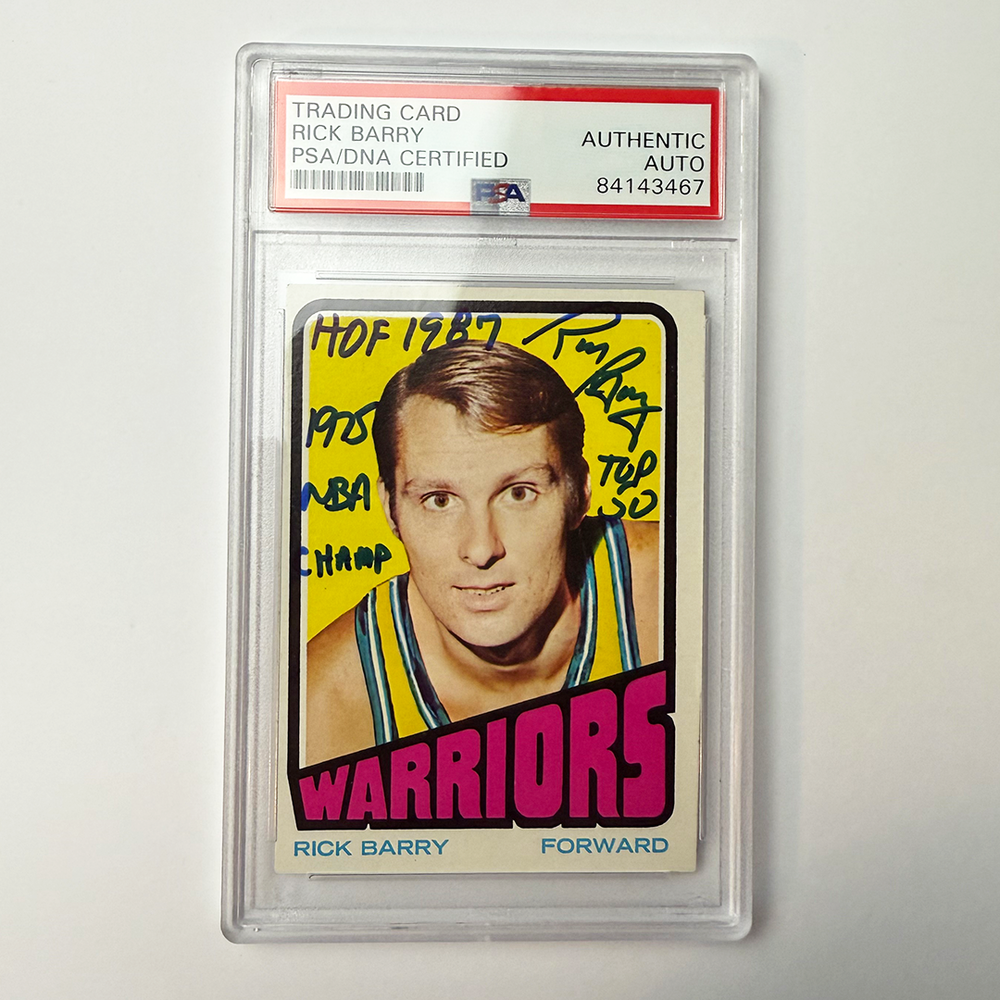 Rick Barry Signed 1972-73 Topps #44 With 3 Inscriptions PSA Auto Authentic