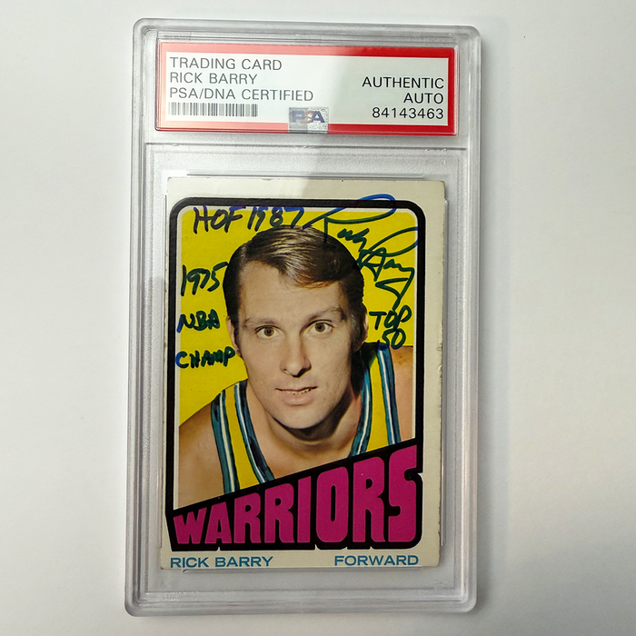 Rick Barry Signed 1972-73 Topps #44 With 3 Inscriptions PSA Auto Authentic