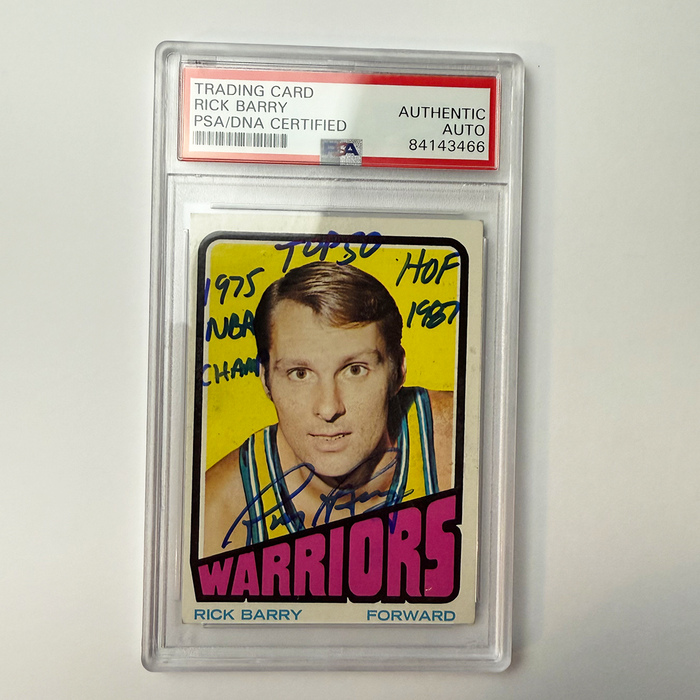 Rick Barry Signed 1972-73 Topps #44 With 3 Inscriptions PSA Auto Authentic