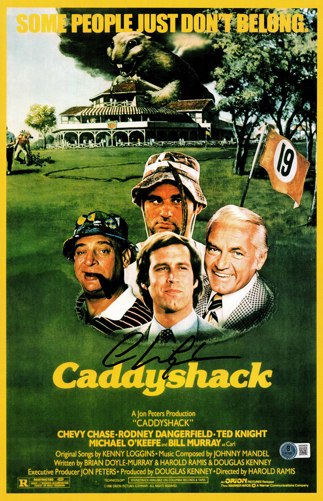 Chevy Chase Autographed 11x17 Movie Poster Caddyshack Beckett BAS Witness