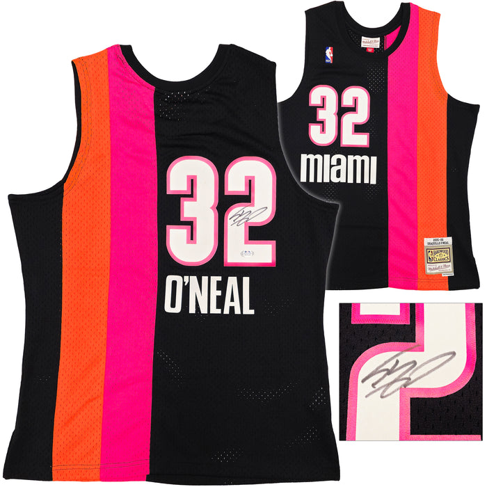 Miami Heat Shaquille Shaq O'Neal Autographed Black Authentic Mitchell & Ness 2005-06 HWC Swingman Jersey Size L PSA/DNA