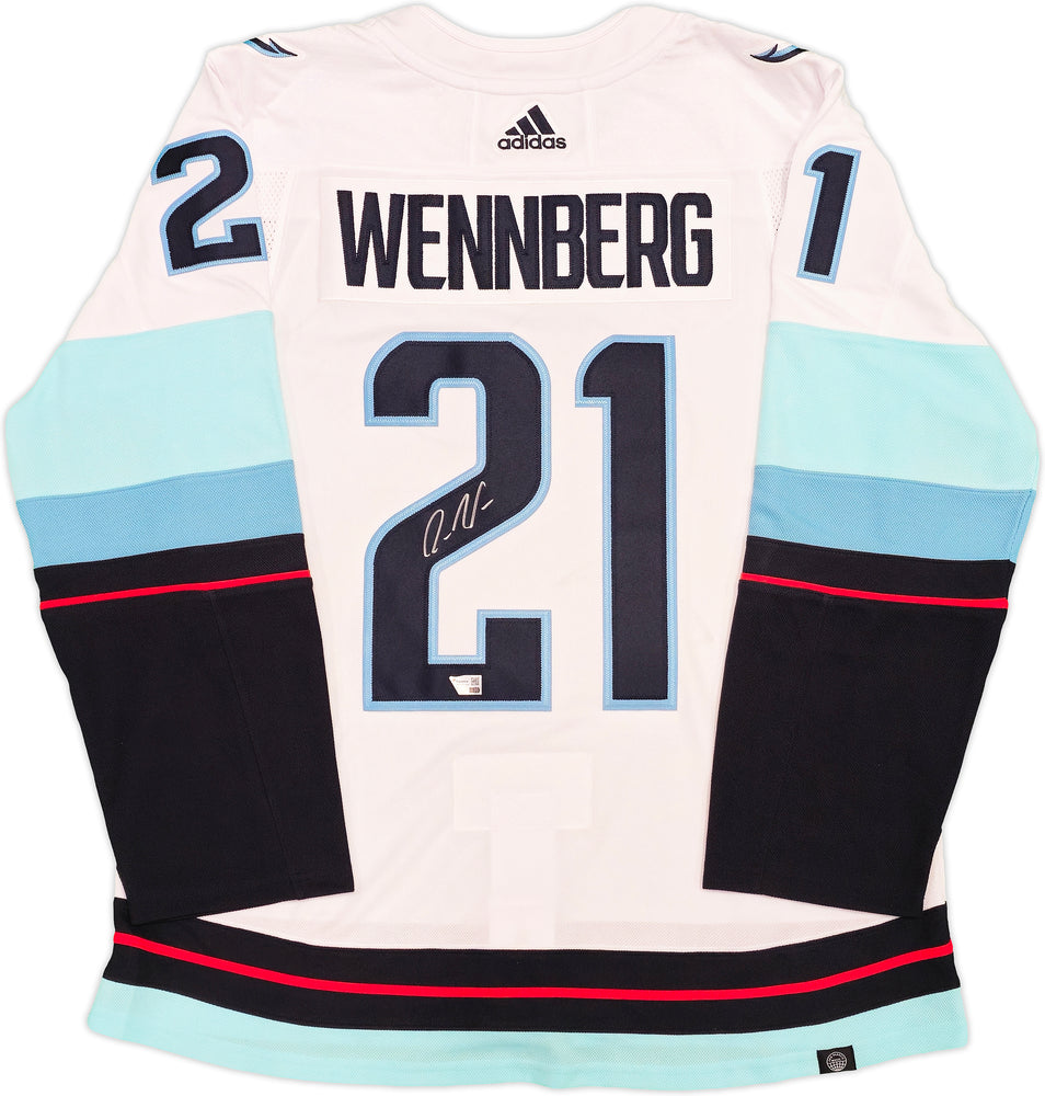 Seattle Kraken Alexander Wennberg Autographed White Adidas Authentic Jersey Size 54 With Inaugural Season Patch Fanatics Holo