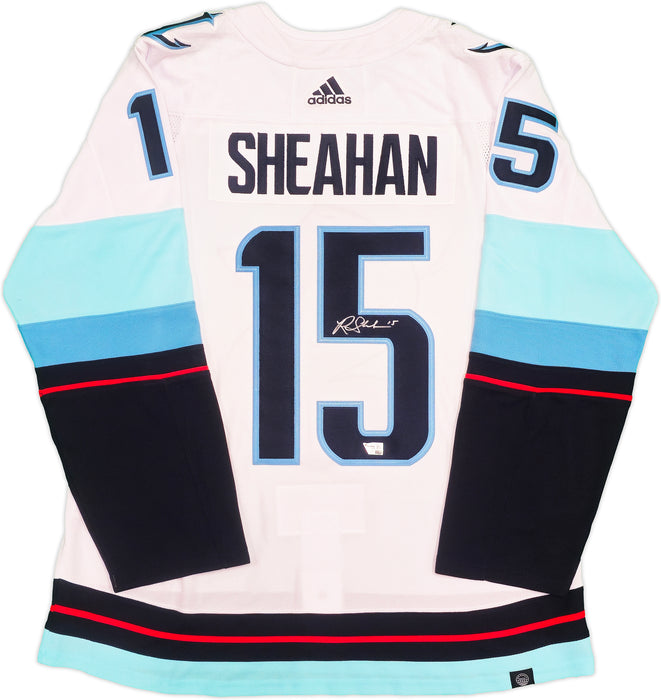Seattle Kraken Riley Sheahan Autographed White Adidas Authentic Jersey Size 54 With Inaugural Season Patch Fanatics Holo
