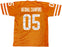 2005 CFB National Champions Texas Longhorns Autographed Orange Jersey With 24 Signatures Including Vince Young Beckett BAS QR