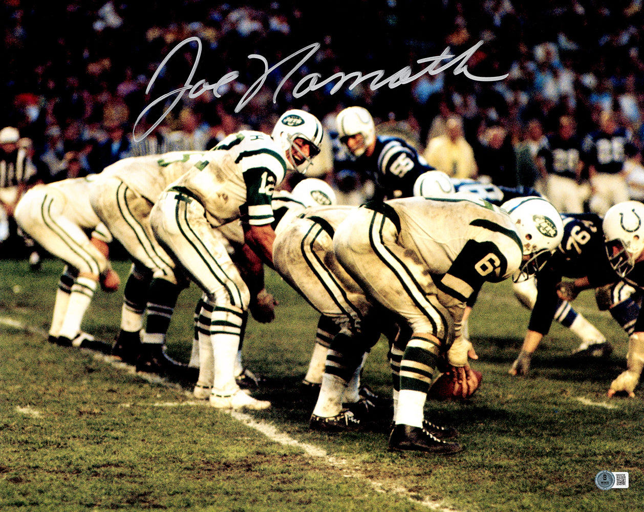 Joe Namath Autographed 16x20 Photo New York Jets Beckett BAS Witness