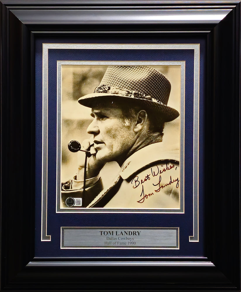 Tom Laundry Autographed Framed 8x10 Photo Dallas Cowboys "Best Wishes" Beckett BAS QR #BM37779