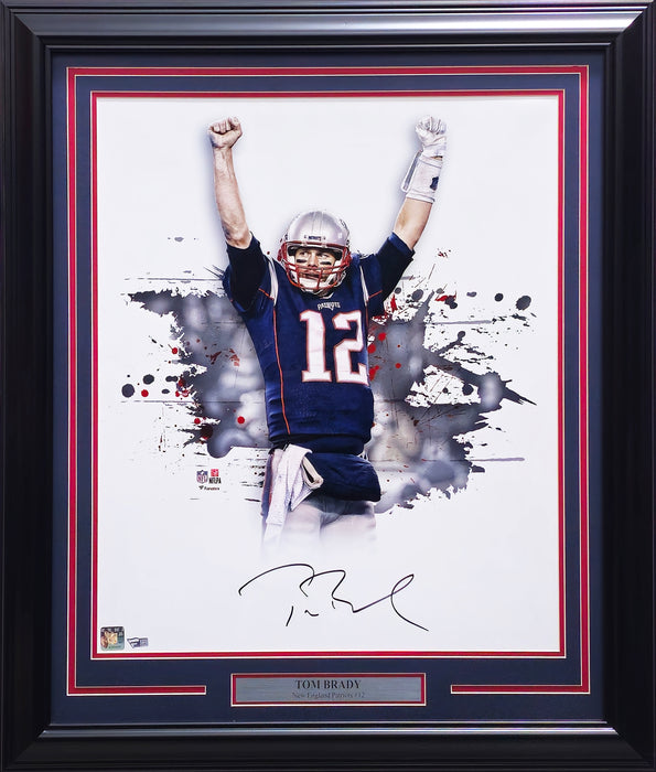 Tom Brady Autographed Framed 16x20 Photo New England Patriots Fanatics Holo #AA0112244