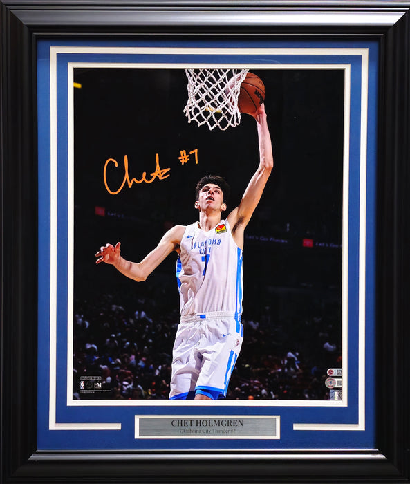 Chet Holmgren Autographed Framed 16x20 Photo Oklahoma City Thunder Beckett BAS Witness #1W134386