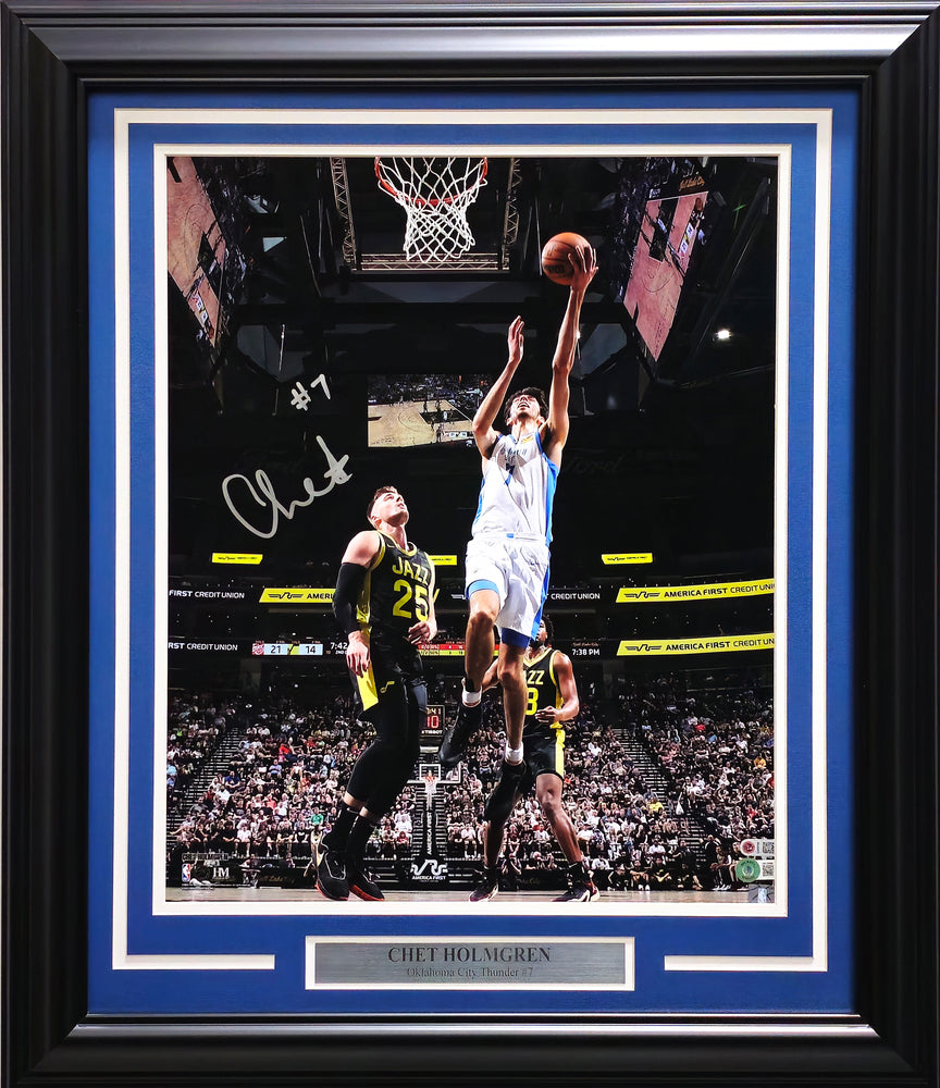 Chet Holmgren Autographed Framed 16x20 Photo Oklahoma City Thunder Beckett BAS Witness #1W125998