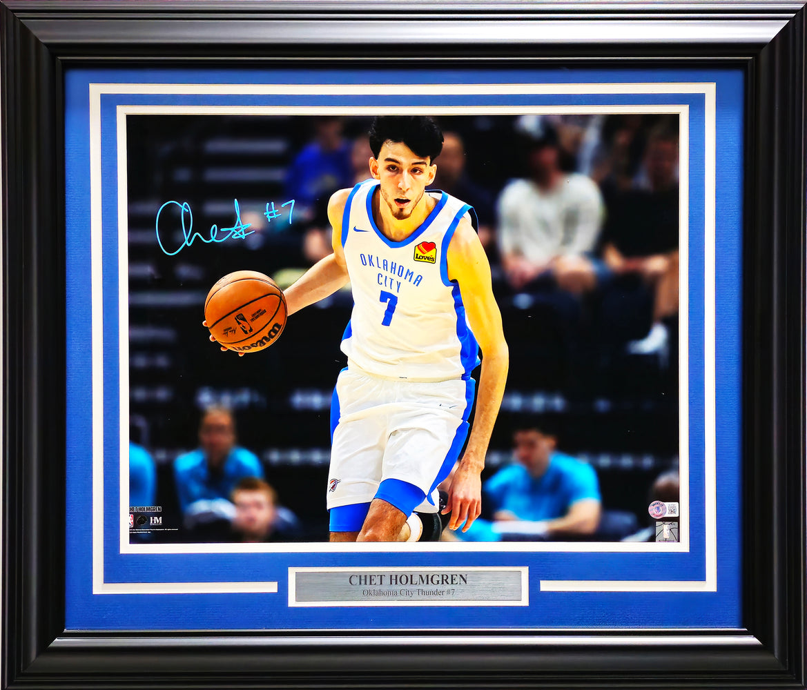 Chet Holmgren Autographed Framed 16x20 Photo Oklahoma City Thunder Beckett BAS Witness #1W125997