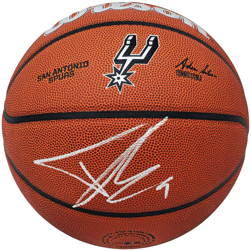 Tony Parker Autographed Authentic Leather San Antonio Spurs Logo Basketball San Antonio Spurs Beckett BAS Witness