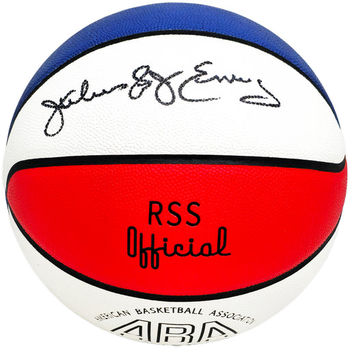 Julius "Dr. J" Erving Autographed Red, White & Blue ABA Logo Basketball New Jersey Nets Beckett BAS Witness