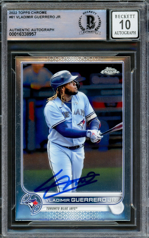 Vladimir Guerrero Jr. Autographed 2022 Topps Chrome Card #81 Toronto Blue Jays Auto Grade Gem Mint 10 Beckett BAS