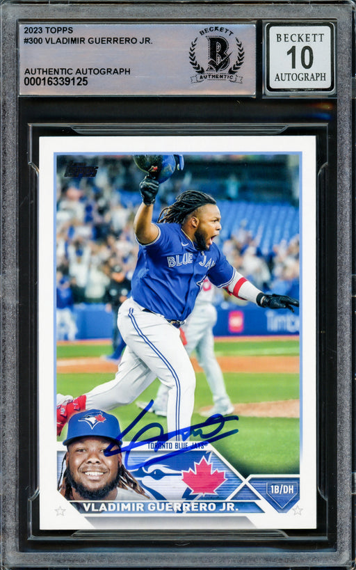 Vladimir Guerrero Jr. Autographed 2023 Topps Card #300 Toronto Blue Jays Auto Grade Gem Mint 10 Beckett BAS