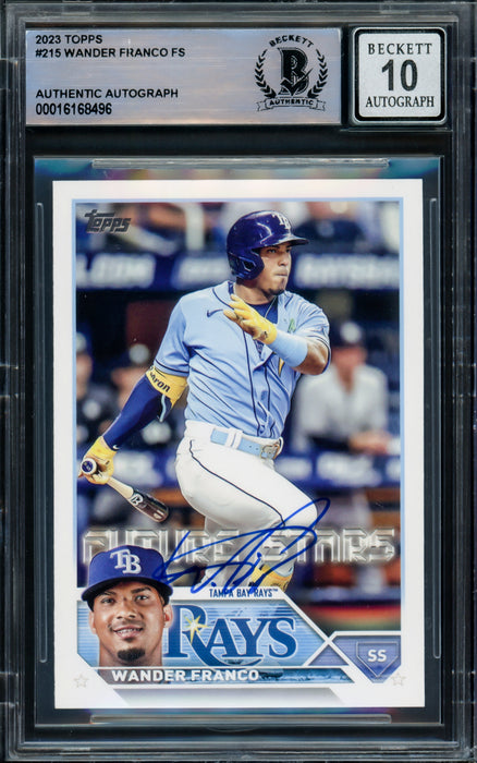 Wander Franco Autographed 2023 Topps Card #215 Tampa Bay Rays Auto Grade Gem Mint 10 Beckett BAS #16168496