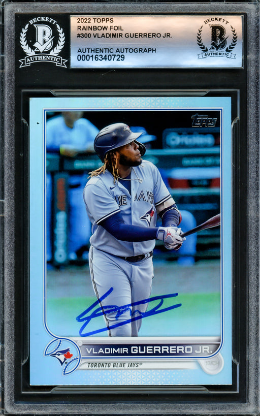 Vladimir Guerrero Jr. Autographed 2022 Topps Rainbow Foil Card #300 Toronto Blue Jays Beckett BAS #16340729