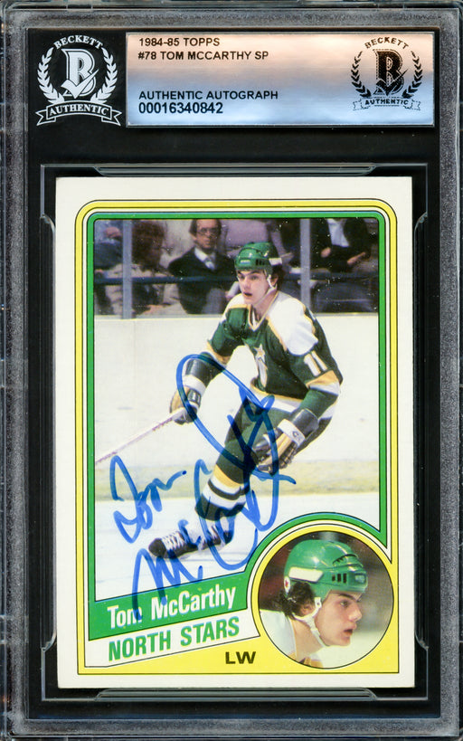 Tom McCarthy Autographed 1984 Topps Card #78 Minnesota North Stars Beckett BAS #16340842