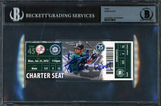 Ichiro Suzuki Autographed 2012 Ticket New York Yankees "Yankee Debut" Beckett BAS #16178910
