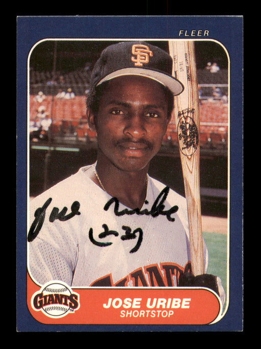 Jose Uribe Autographed 1986 Fleer Card #552 San Francisco Giants