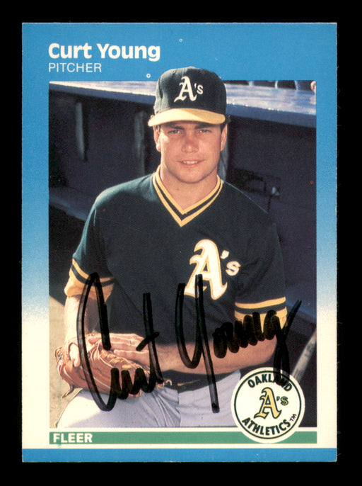 Curt Young Autographed 1987 Fleer Card #410 Oakland A's