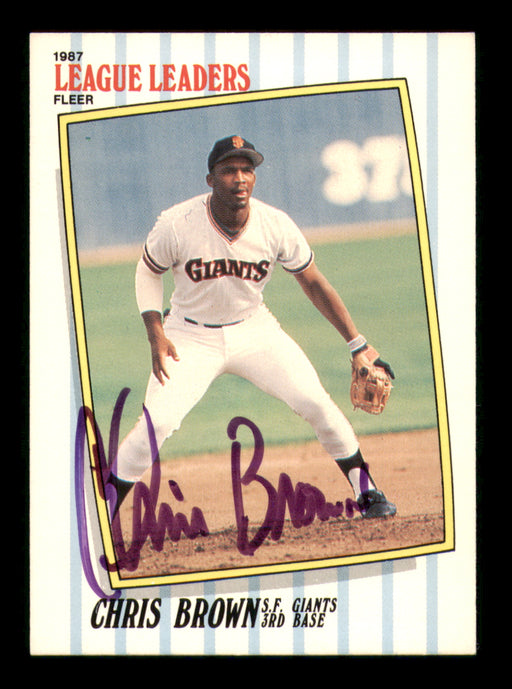 Chris Brown Autographed 1987 Fleer League Leaders Card #7 San Francisco Giants