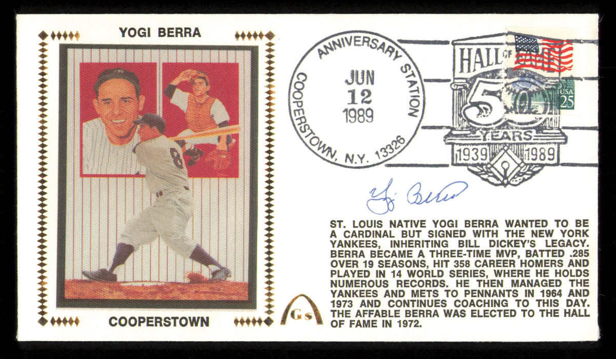 Yogi Berra Autographed 1989 First Day Cover New York Yankees