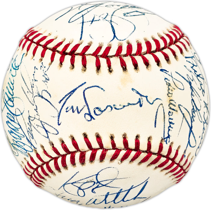 1994 Los Angeles Dodgers Team Autographed Official NL  Baseball With 25 Signatures Including Pedro Martinez & Mike Piazza Beckett BAS #AC98342
