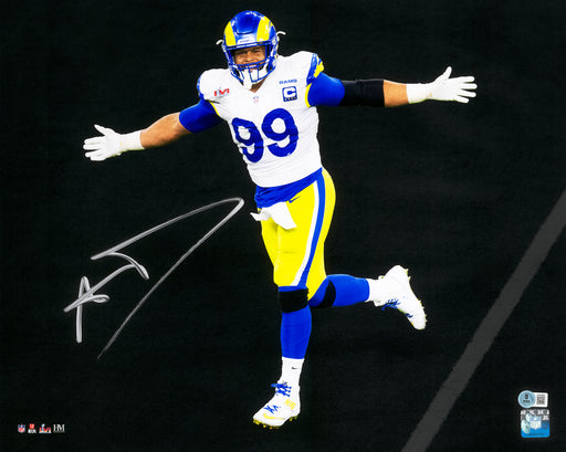 Aaron Donald Autographed 16x20 Photo Los Angeles Rams Super Bowl LVI 56 Spotlight Beckett BAS Witness