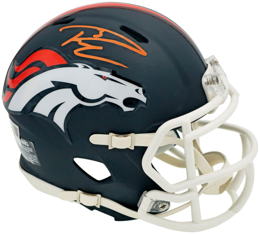 Russell Wilson Autographed Denver Broncos Flat Matte Black Speed Mini Helmet Fanatics Holo