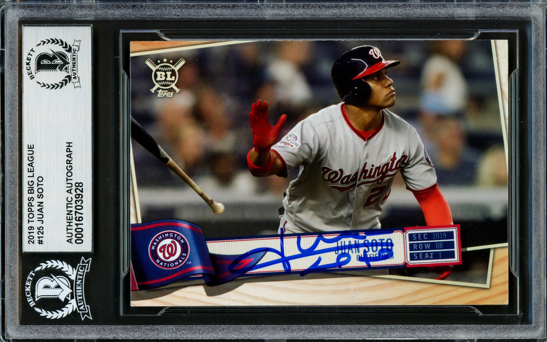 Juan Soto Autographed 2019 Topps Big League Card #125 New York Yankees Beckett BAS