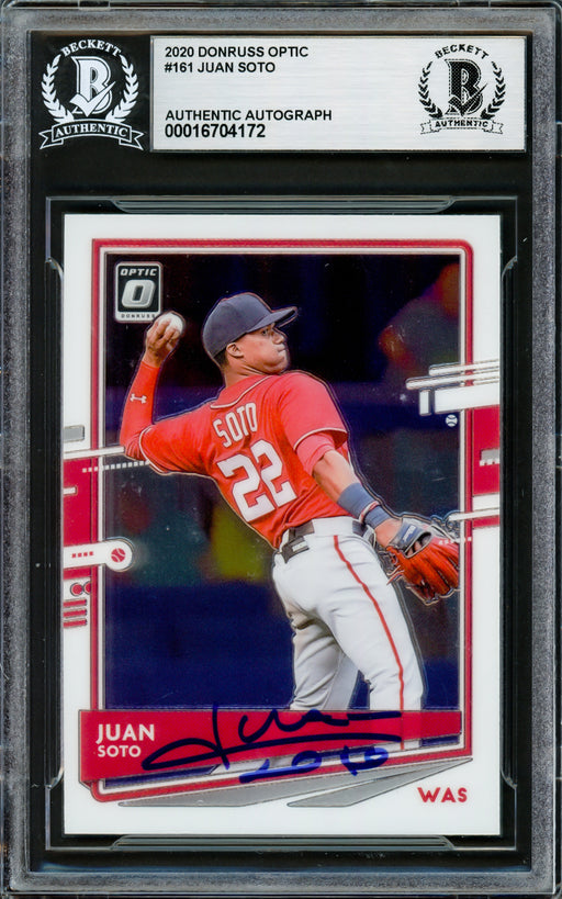 Juan Soto Autographed 2020 Donruss Optic Card #161 New York Yankees Beckett BAS