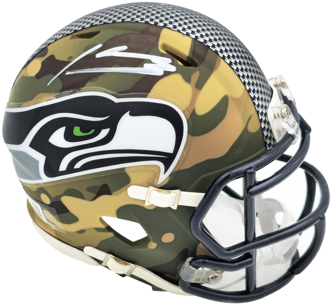 Kenneth Walker III Autographed Seattle Seahawks Camo Speed Mini Helmet Beckett BAS Witness