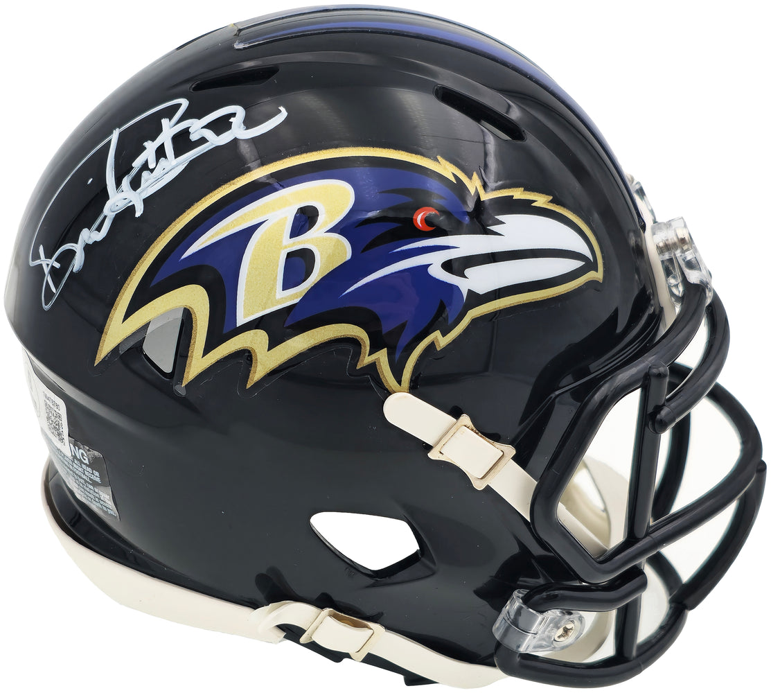 Derrick Henry Autographed Baltimore Ravens Black Speed Mini Helmet Beckett BAS Witness