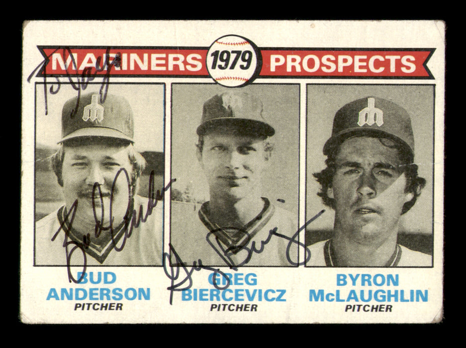Bud Anderson & Greg Biercevicz Autographed 1979 Topps Rookie Card #712 Seattle Mariners