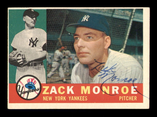 Zack Monroe Autographed 1960 Topps Card #329 New York Yankees