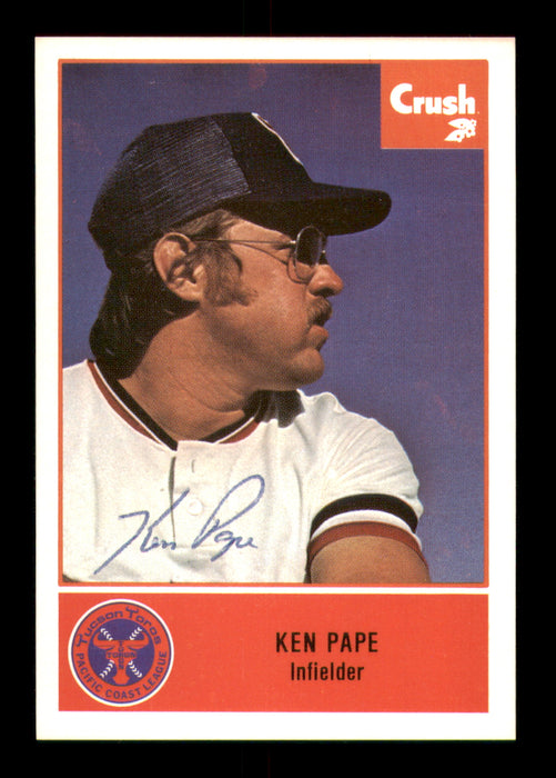 Ken Pape Autographed 1977 Cramer Card #17 Tucson Toros