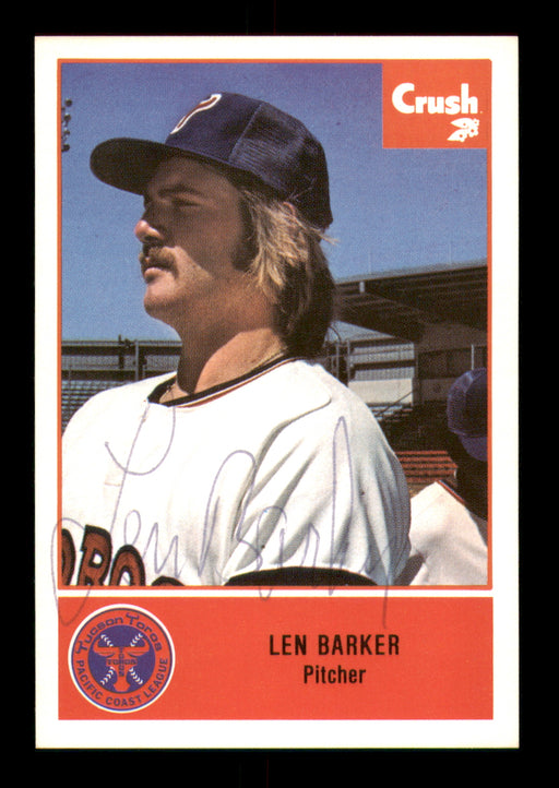 Len Barker Autographed 1977 Cramer Rookie Card #77 Tucson Toros