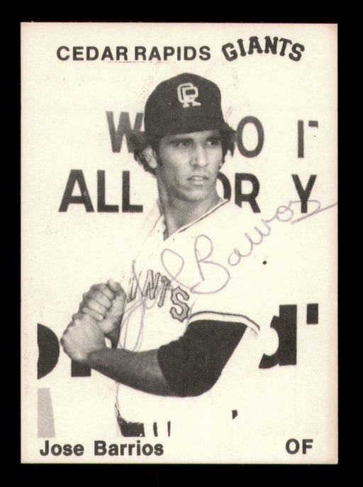 Jose Barrios Autographed 1976 TCMA Rookie Card Cedar Rapids Giants