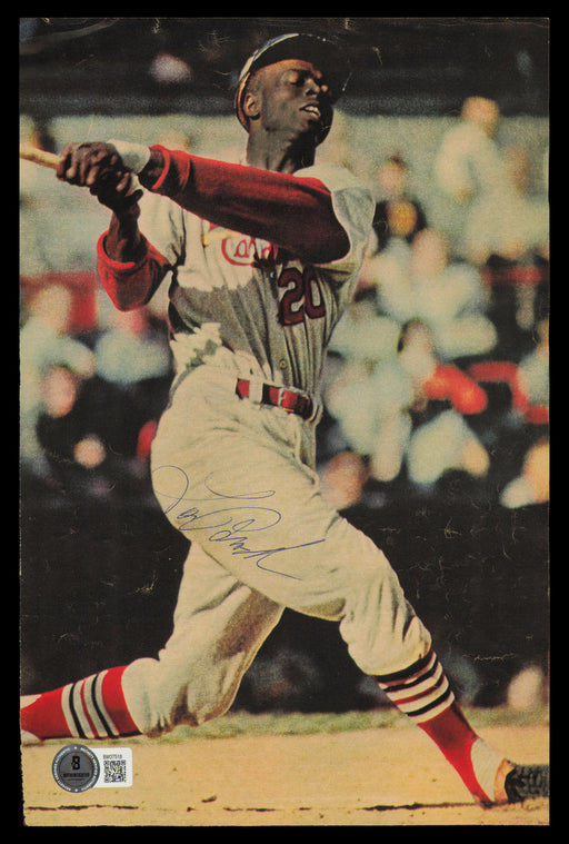 Lou Brock Autographed 7x10 Magazine Page Photo St. Louis Cardinals Beckett BAS QR #BM37518