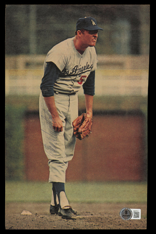 Don Drysdale Autographed 7x11 Magazine Page Photo Los Angeles Dodgers Beckett BAS QR #BM37513