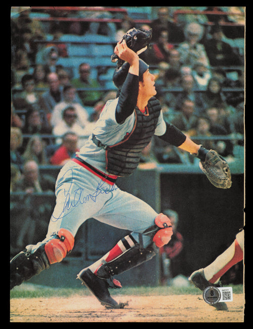 Carlton Fisk Autographed 8.5x11.5 Magazine Page Photo Boston Red Sox Beckett BAS QR #BM37271