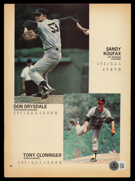 Don Drysdale Autographed 8x11 Magazine Page Photo Los Angeles Dodgers Beckett BAS QR #BM37268