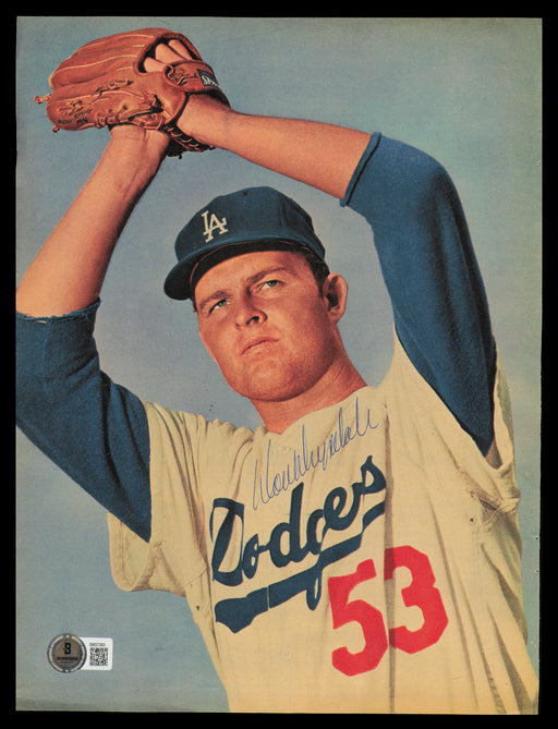 Don Drysdale Autographed 8.5x11.5 Magazine Page Photo Los Angeles Dodgers Beckett BAS QR #BM37263