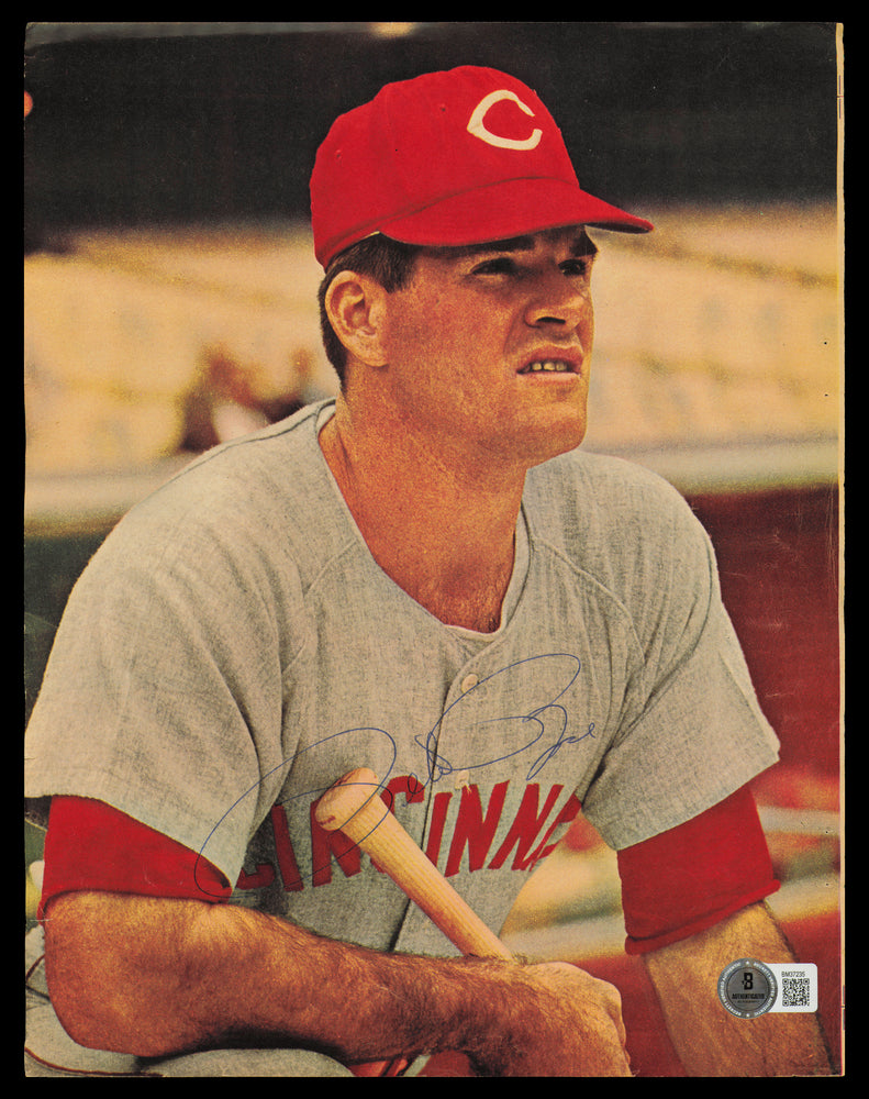 Pete Rose Autographed 8.5x11 Magazine Page Photo Cincinnati Reds Vintage Signature Beckett BAS QR #BM37235