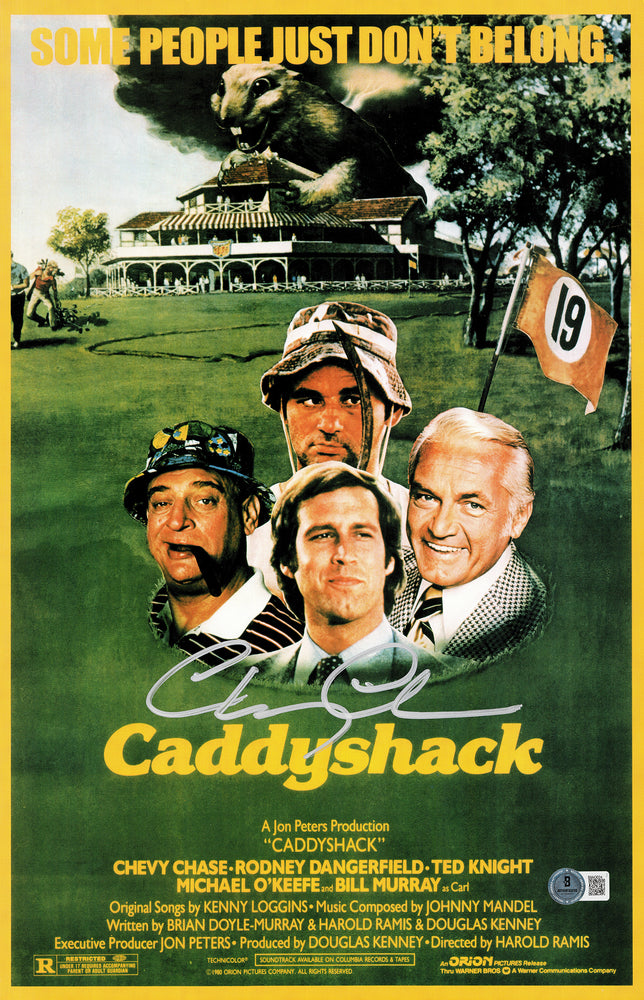 Chevy Chase Autographed Caddyshack 11x17 Movie Poster Beckett BAS QR