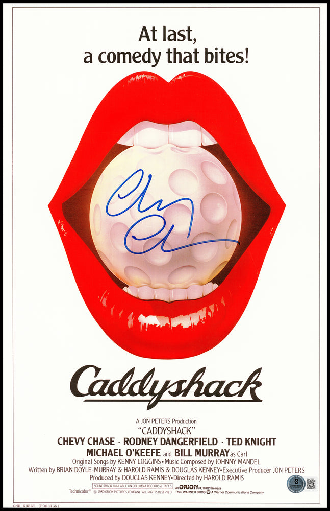 Chevy Chase Autographed Caddyshack 11x17 Movie Poster Beckett BAS QR